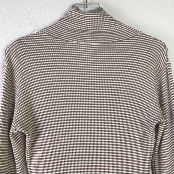 Anthropologie Dolan Striped Snap Button Mock Neck Turtleneck Ribbed Top Size S - Picture 4 of 9